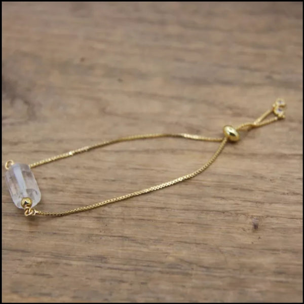 Natural gem adjustable bracelet